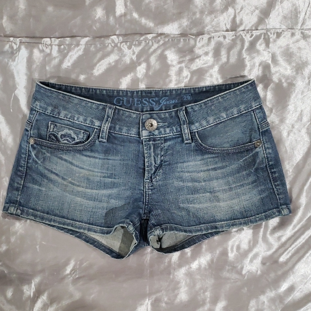 Guess Blue Jean Shorts Distressed Style